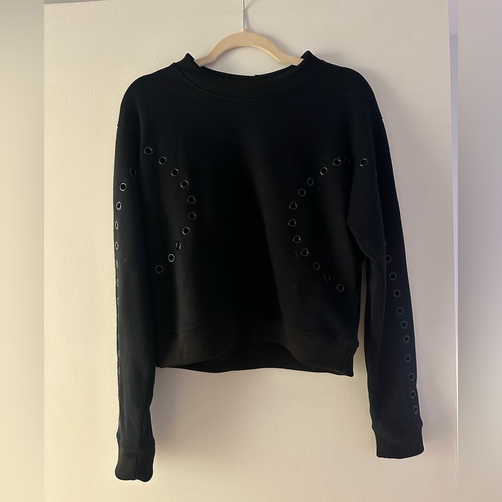 Maje Black Ribbed Collar Sweater